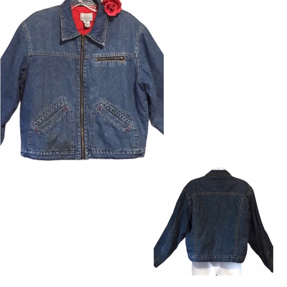 Vtg Paul Harris Denim PHD Truckers Bomber Jacket Zip Up Stranger Things Grunge